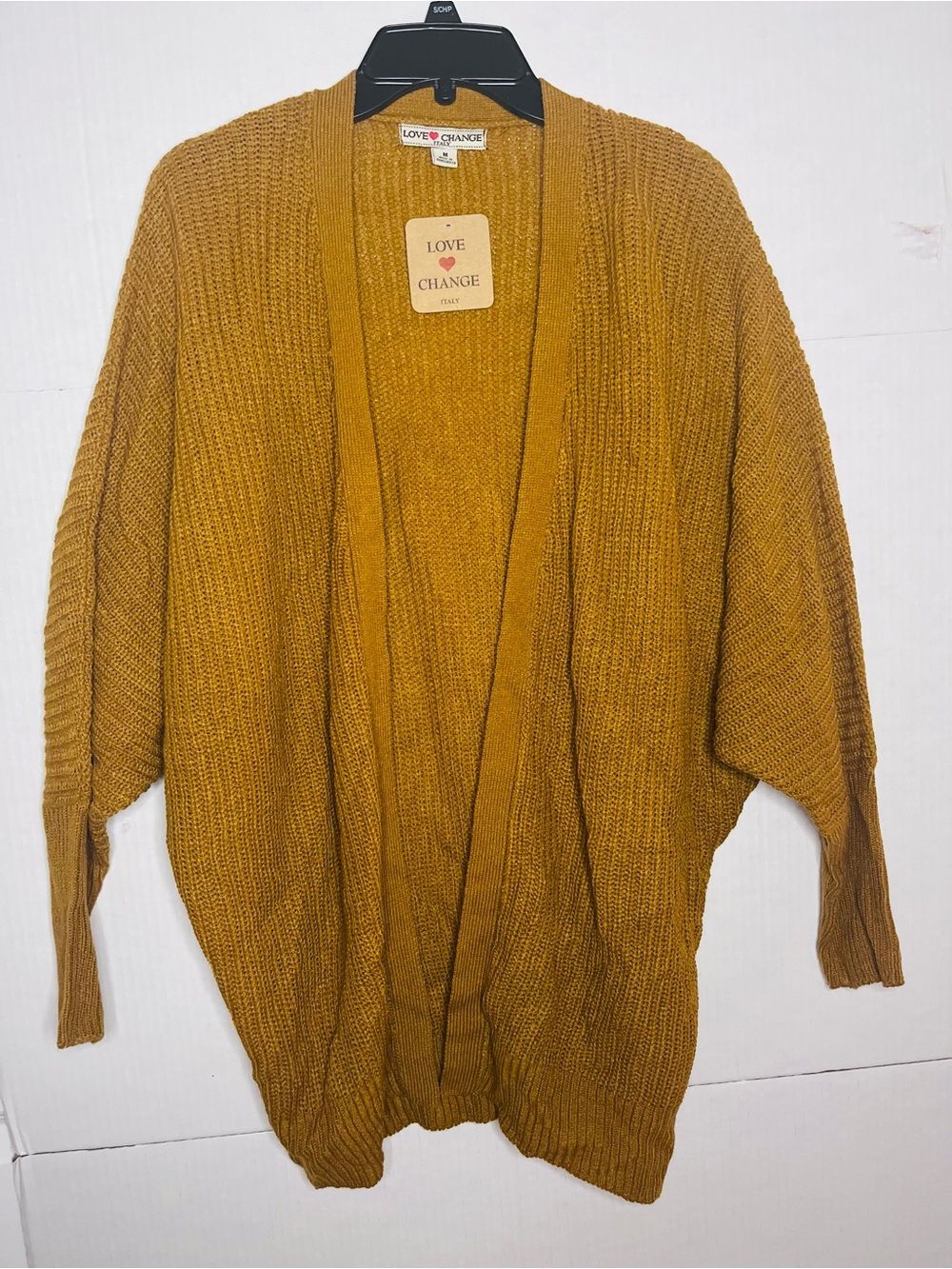 Mustard Open-Front Women's Cardigan Sweater Love Chance Size Medium